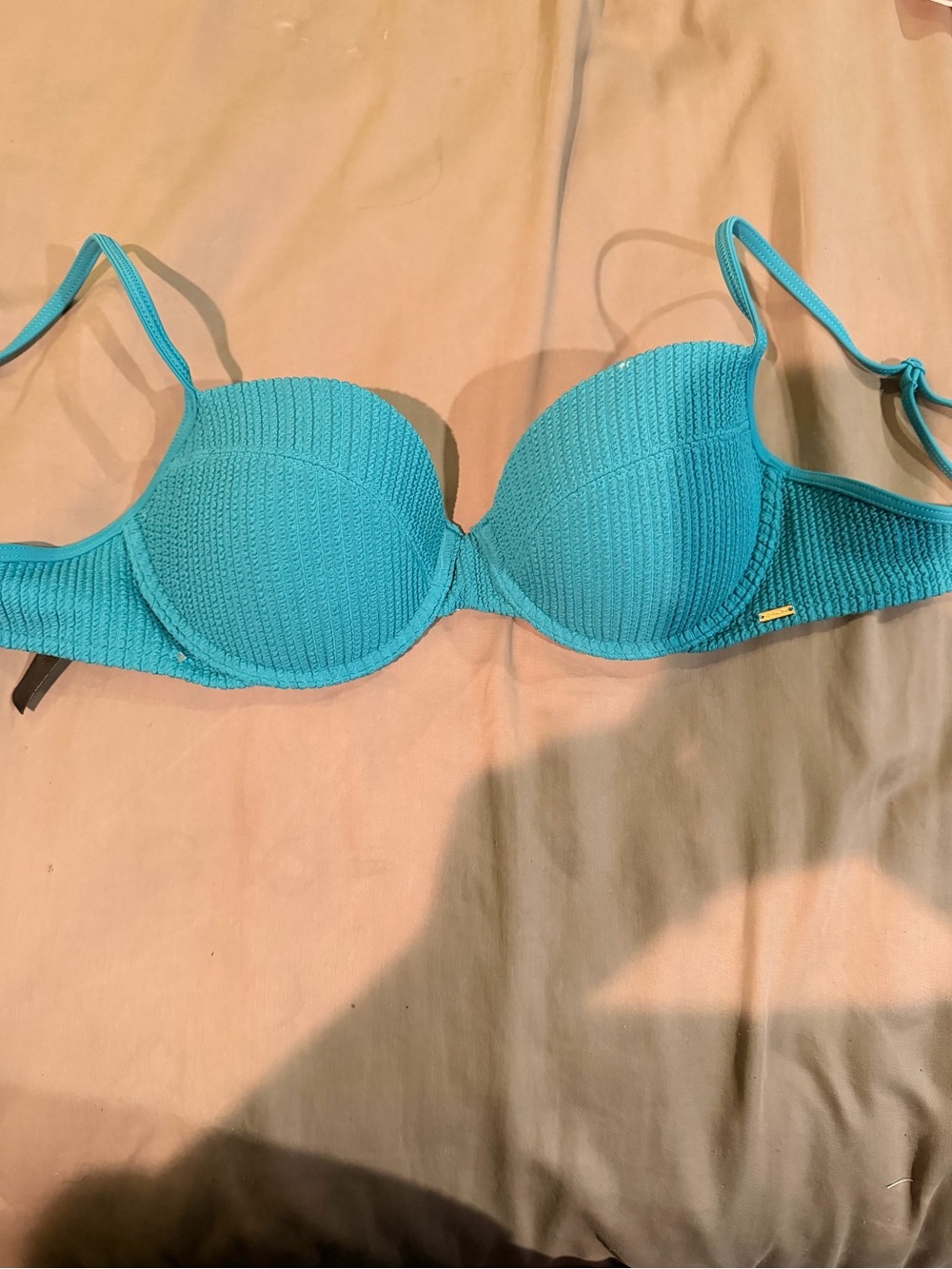 PINK Victoria's Secret Ribbed Turquoise Bikini Top
